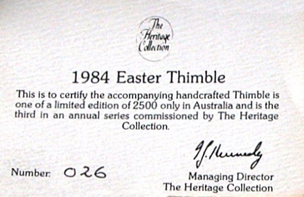 Easter Duck & Ducklings, 1984. Certificate